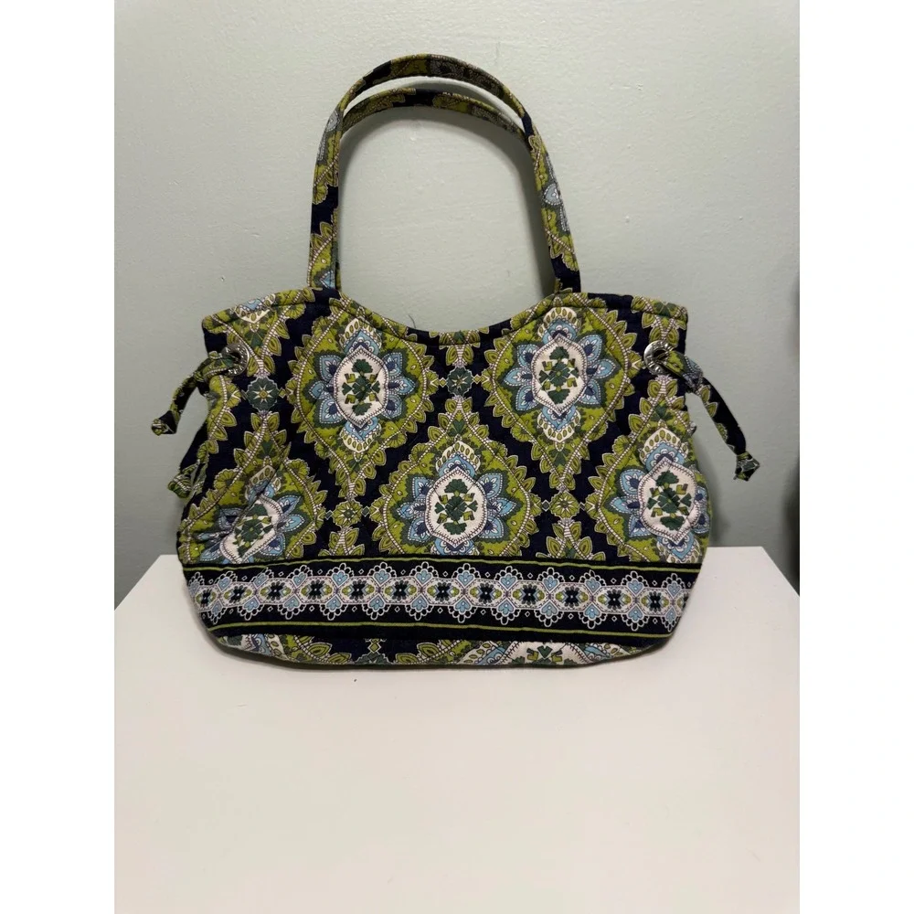 Vera Bradley Mediterranean Blue Quilted Shoulder Bag and Matching Wallet Set
